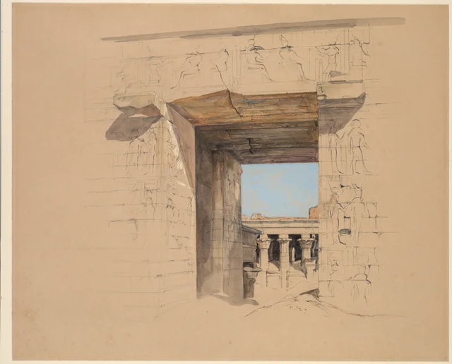 O templo de Edfu: a porta do pilone, John Frederick Lewis