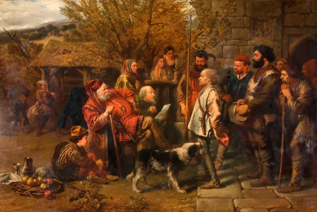 Sir John Falstaff passant en revue son régiment de gueux, John Gilbert