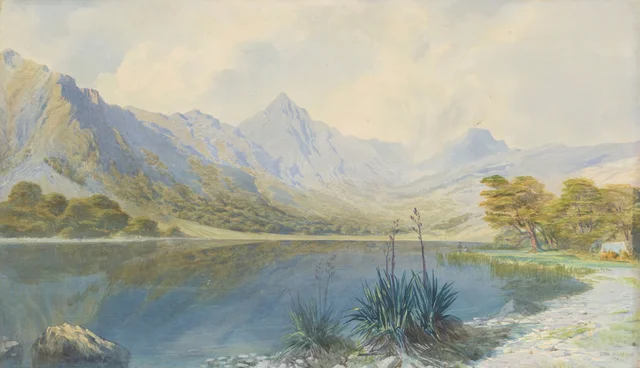 Cena de lago (lago Te Wharau?), John Gully