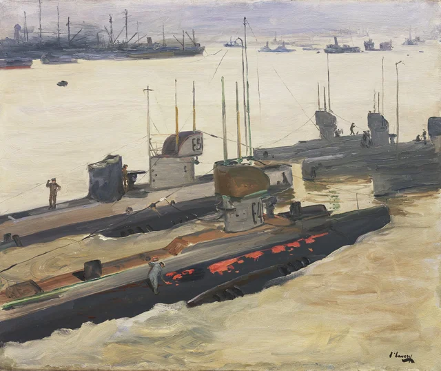 Submarinos lança-minas britânicos, Harwich, 1917, John Lavery