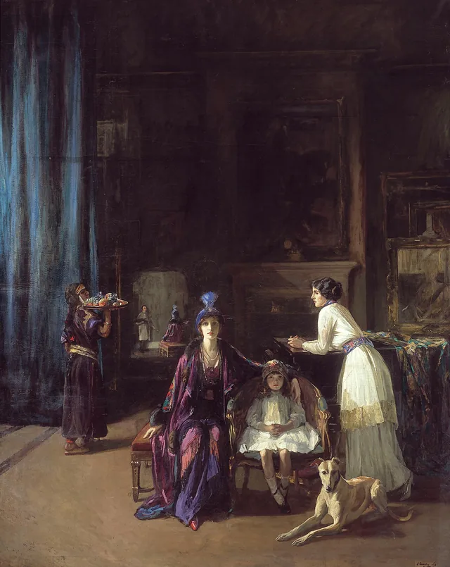 El estudio del artista: Lady Hazel Lavery con su hija Alice y su hijastra Eileen, John Lavery