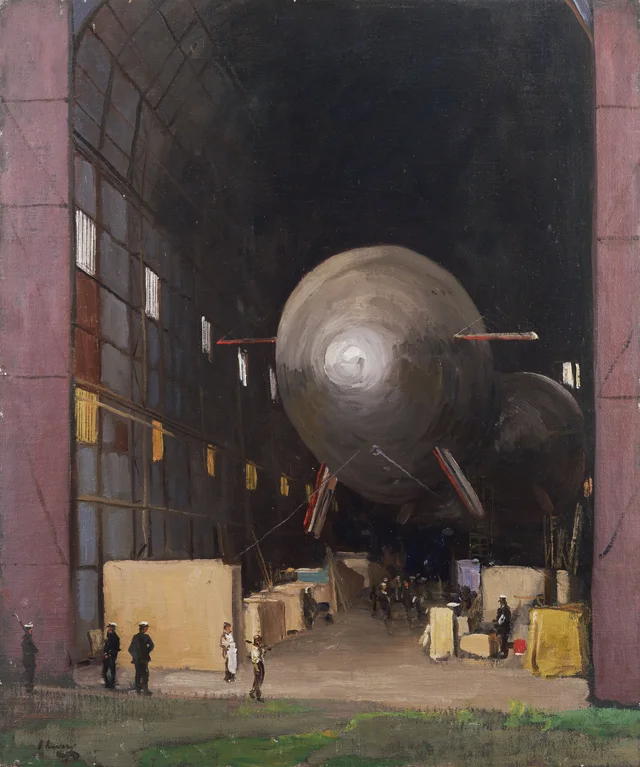 Le Silver Queen, Wormwood Scrubs, 1915. L'un des premiers « blimps », John Lavery