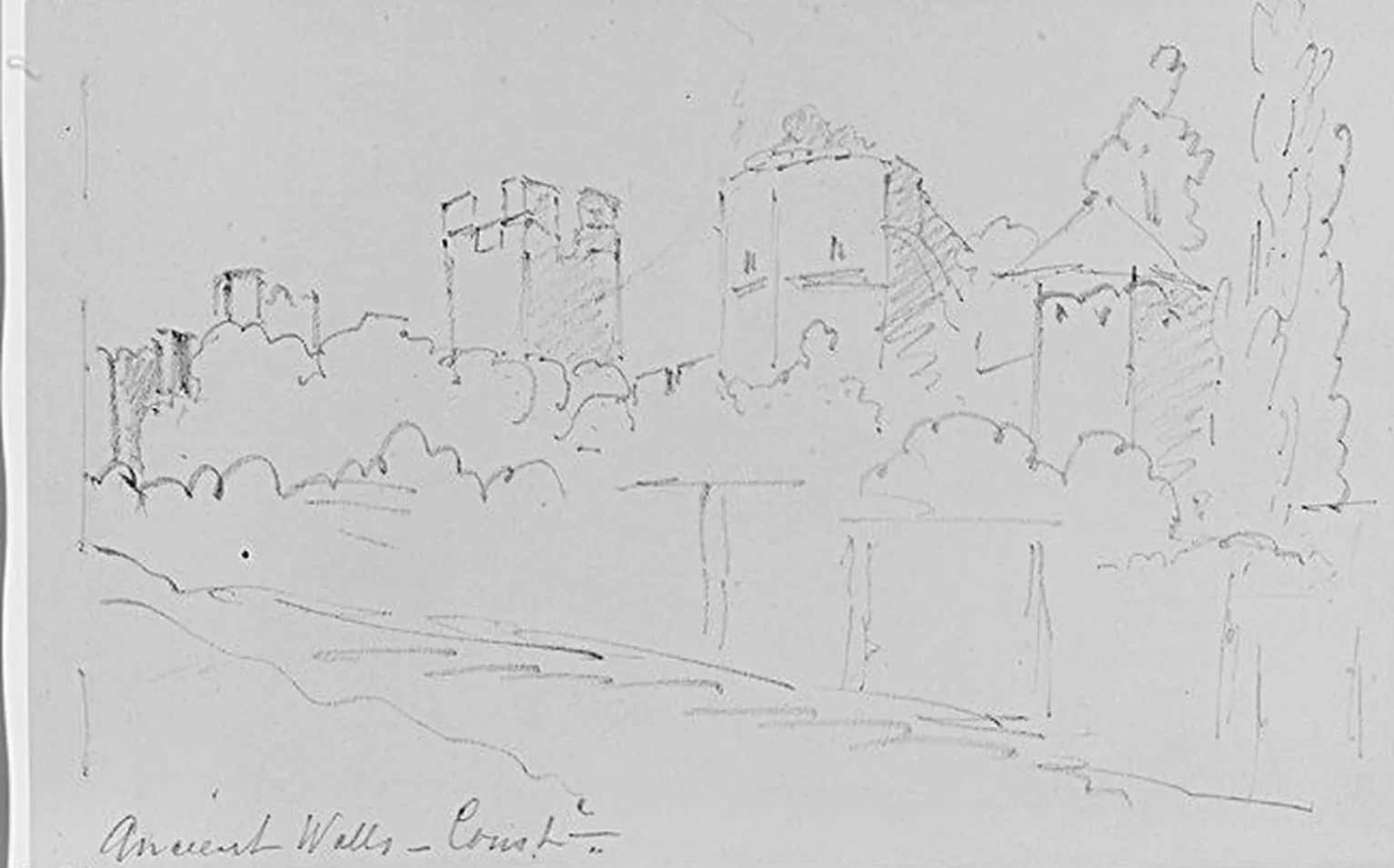 Ancient Walls, 1904 (from Sketchbook), John Singer Sargent