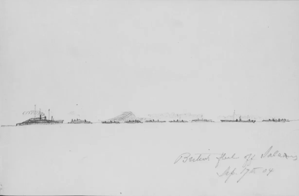 British Fleet off Salamis (from Sketchbook), John Singer Sargent