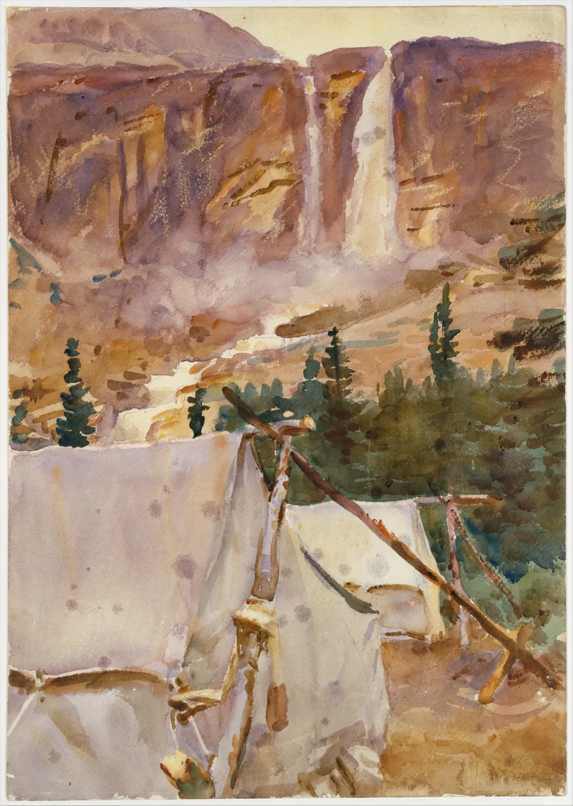 Camp and Waterfall, John Singer Sargent