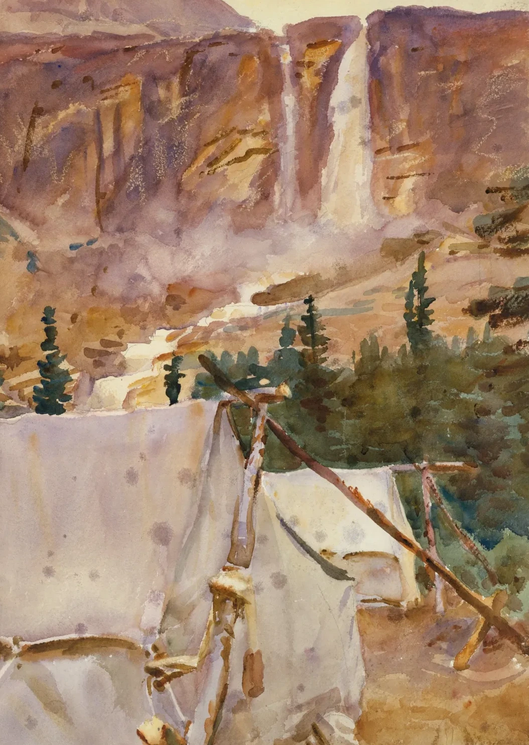 Camp and Waterfall, John Singer Sargent