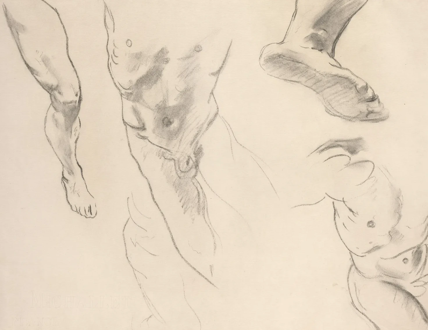 Études de figure d'un jeune homme nu, John Singer Sargent