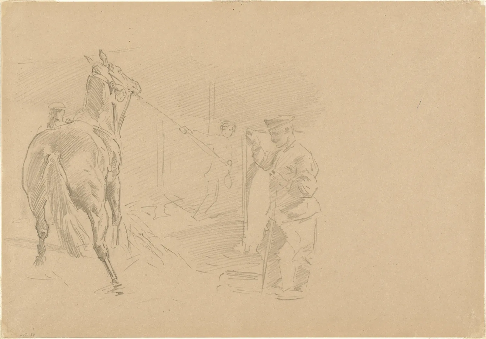 Man Pulling a Horse into a Stall, John Singer Sargent