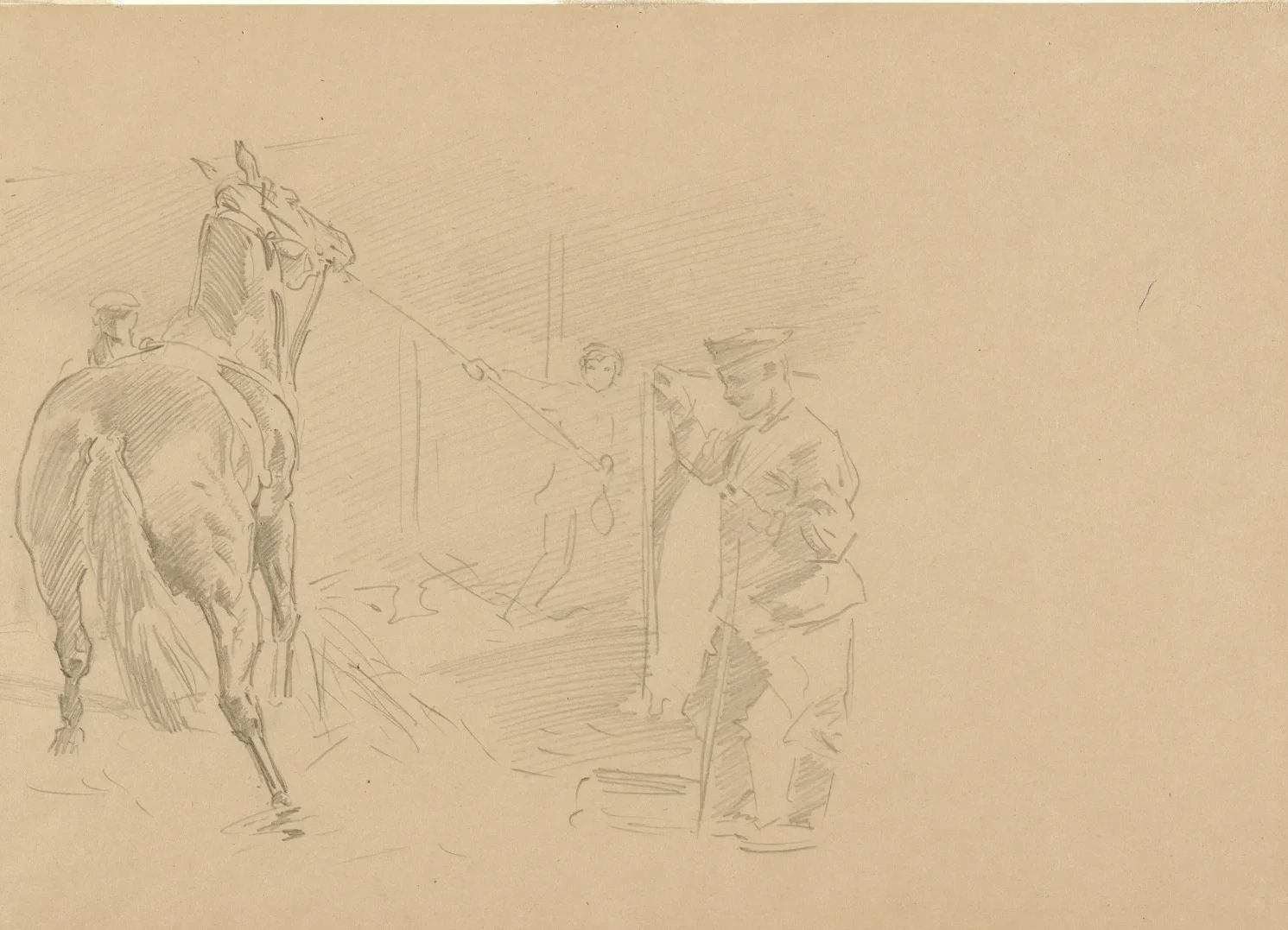 Man Pulling a Horse into a Stall, John Singer Sargent