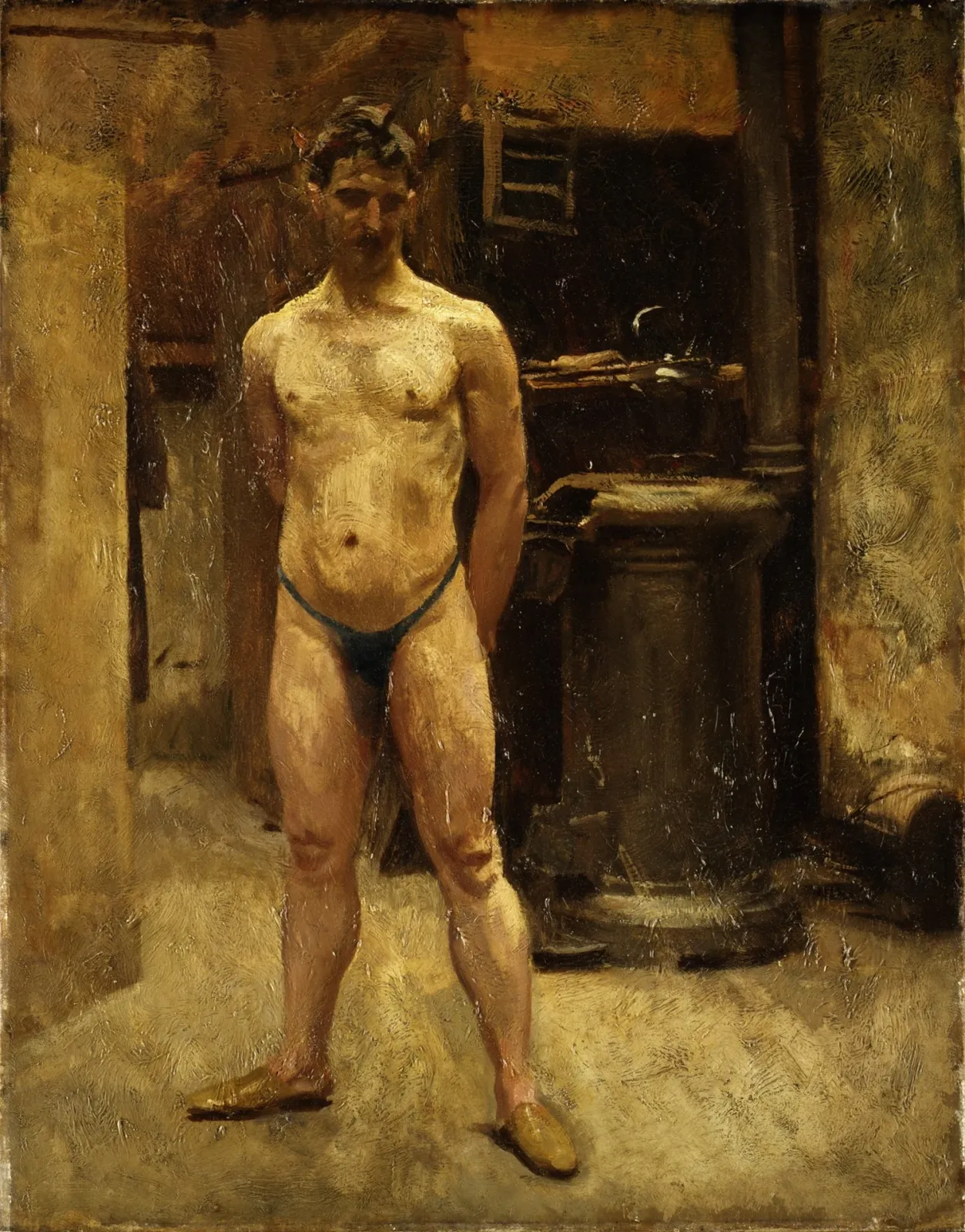 Modèle masculin debout près d'un poêle, John Singer Sargent