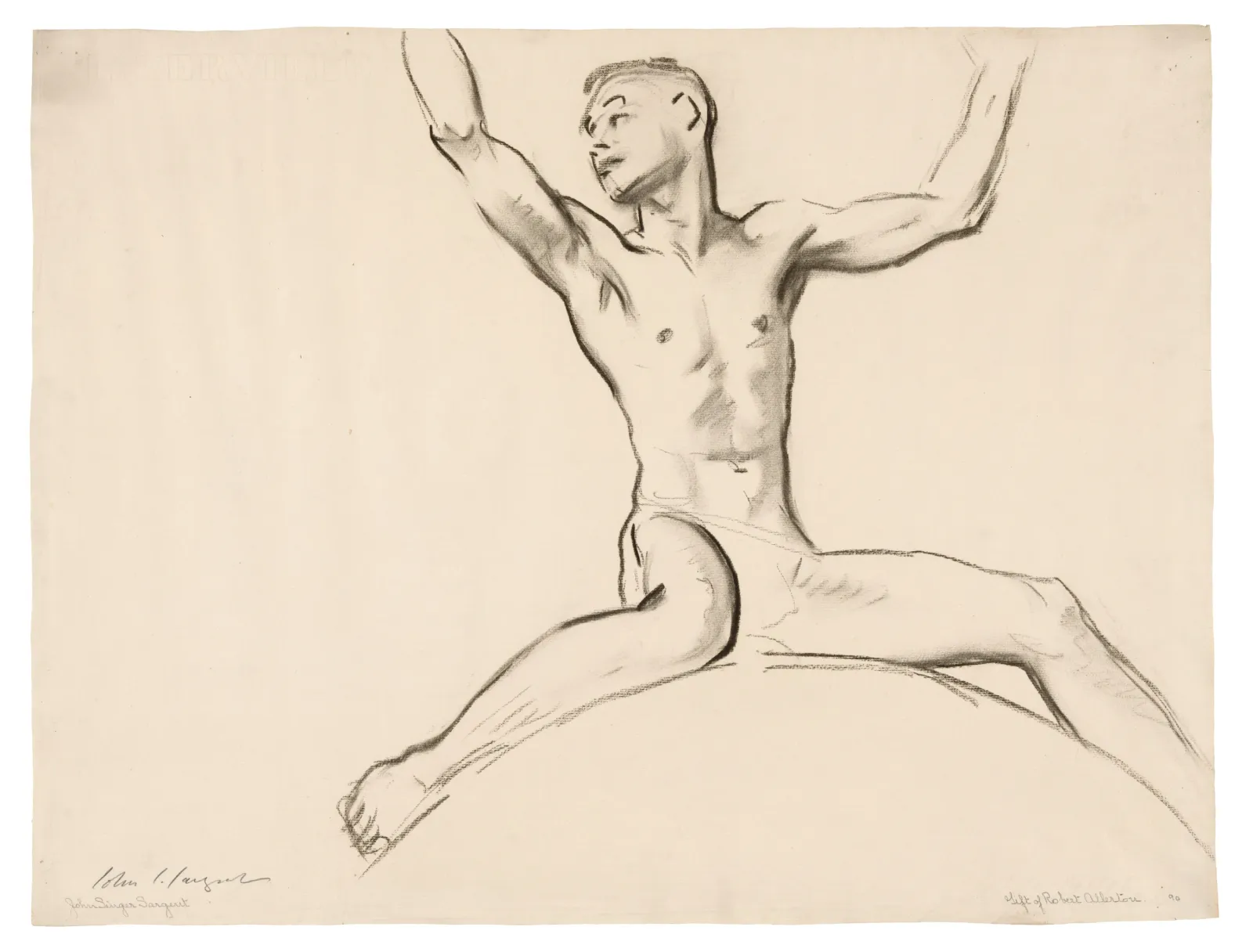 Seated Male Nude, Arms Uplifted, John Singer Sargent