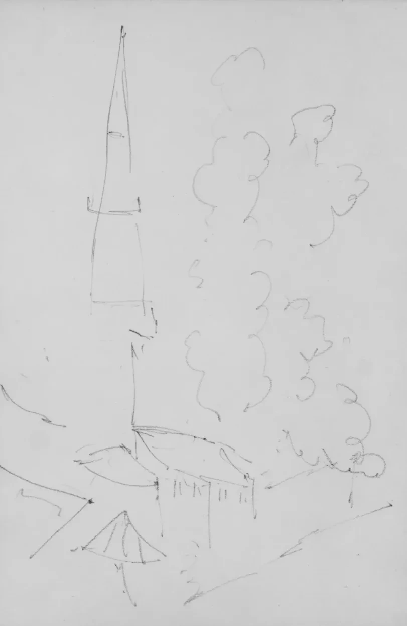 Sketch of Steeple and Trees (from Sketchbook), John Singer Sargent