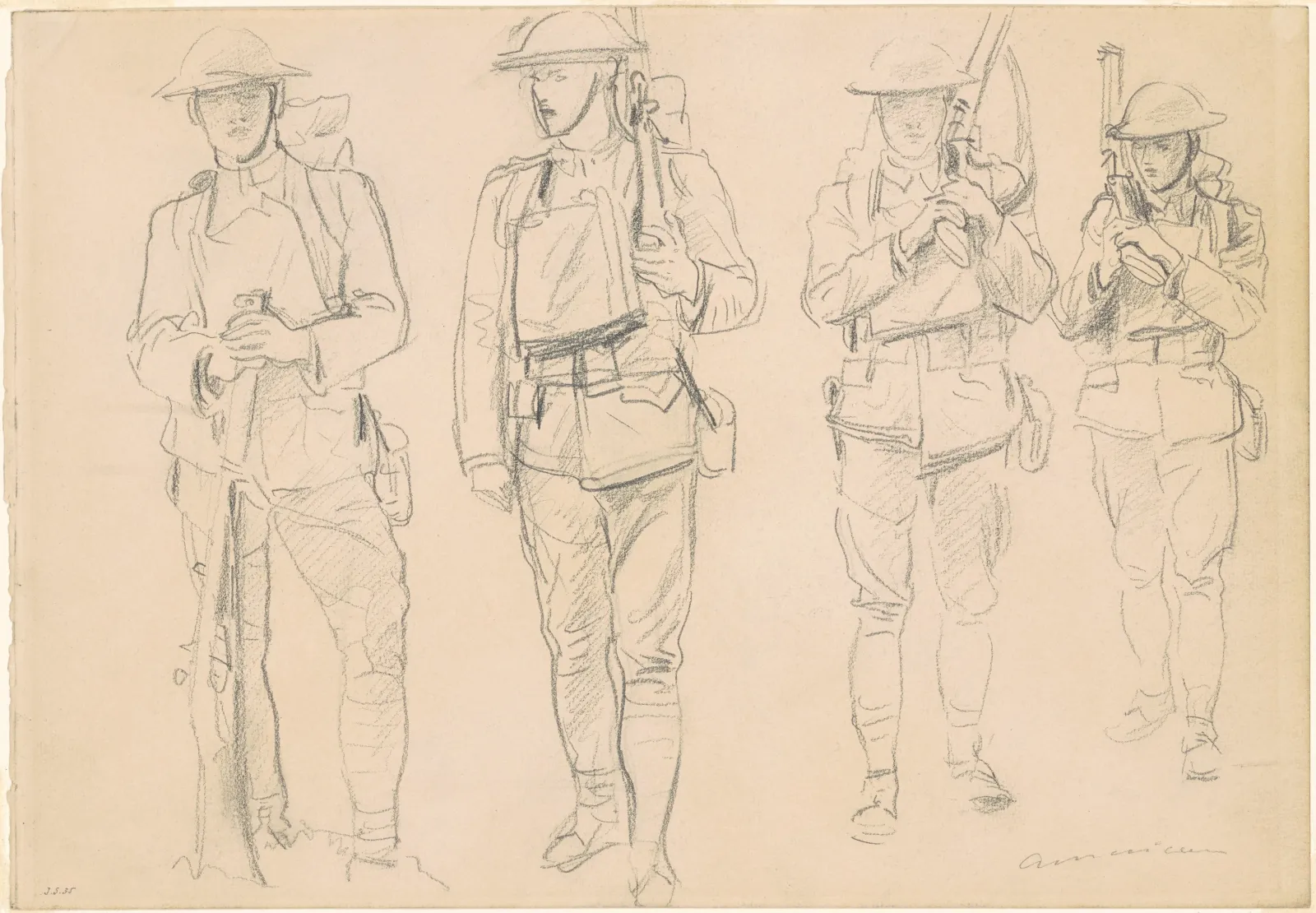 Studies for "Entering the War" [recto], John Singer Sargent