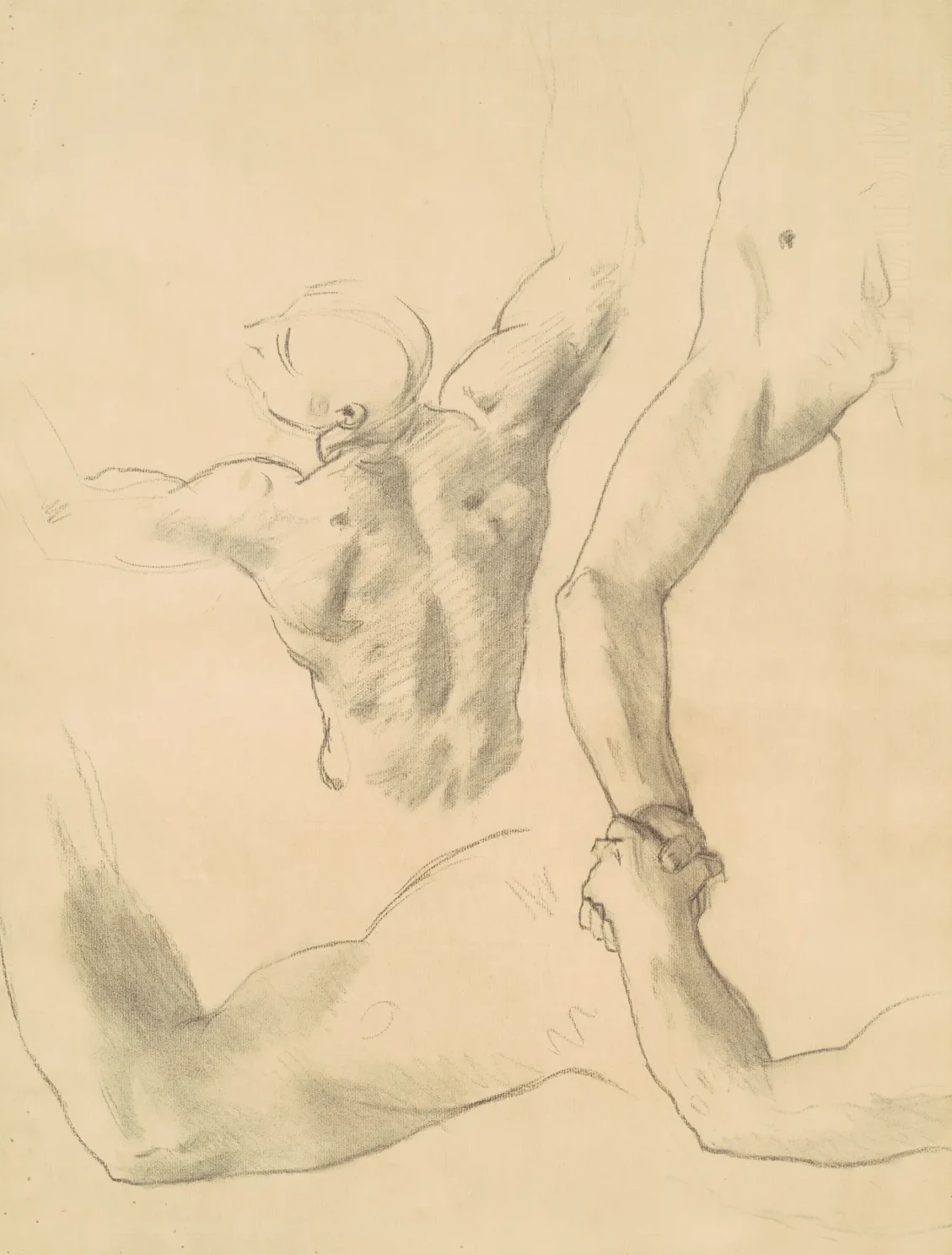 Studies for "Two Classical Male Figures Wrestling", John Singer Sargent