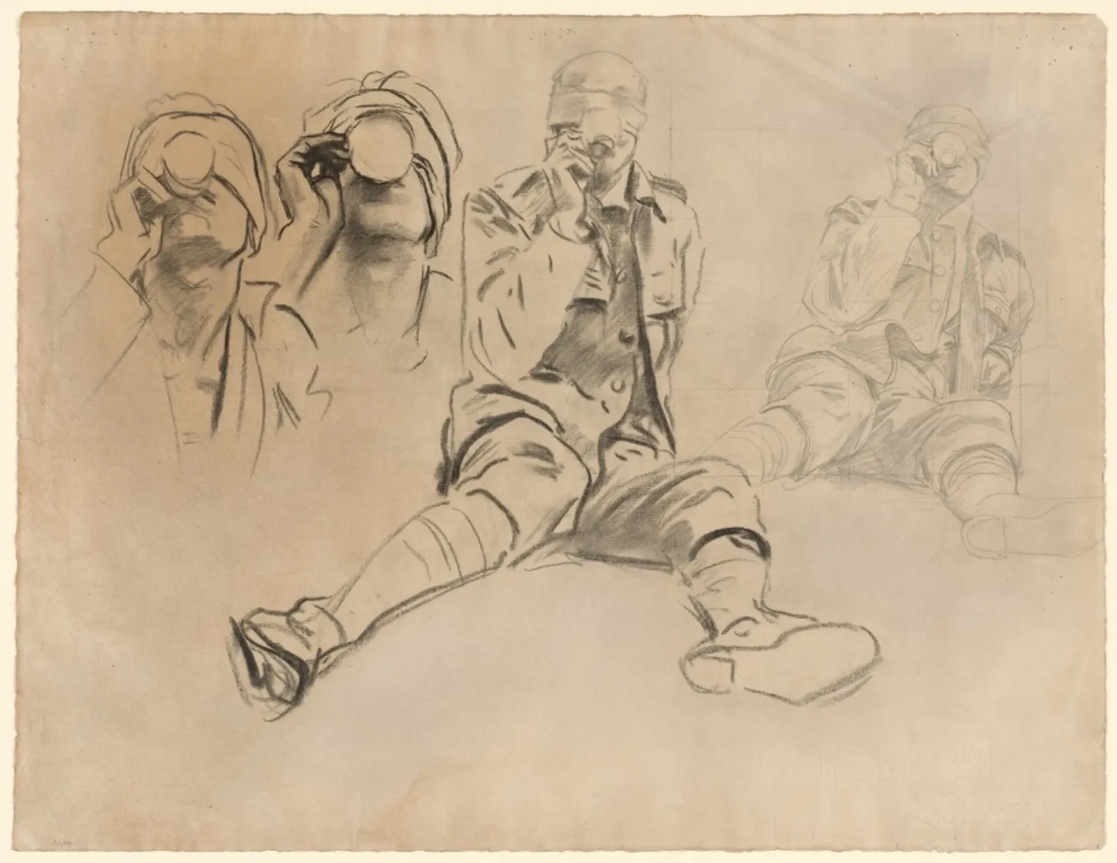 Studies of a Soldier Drinking, for Gassed (recto), John Singer Sargent