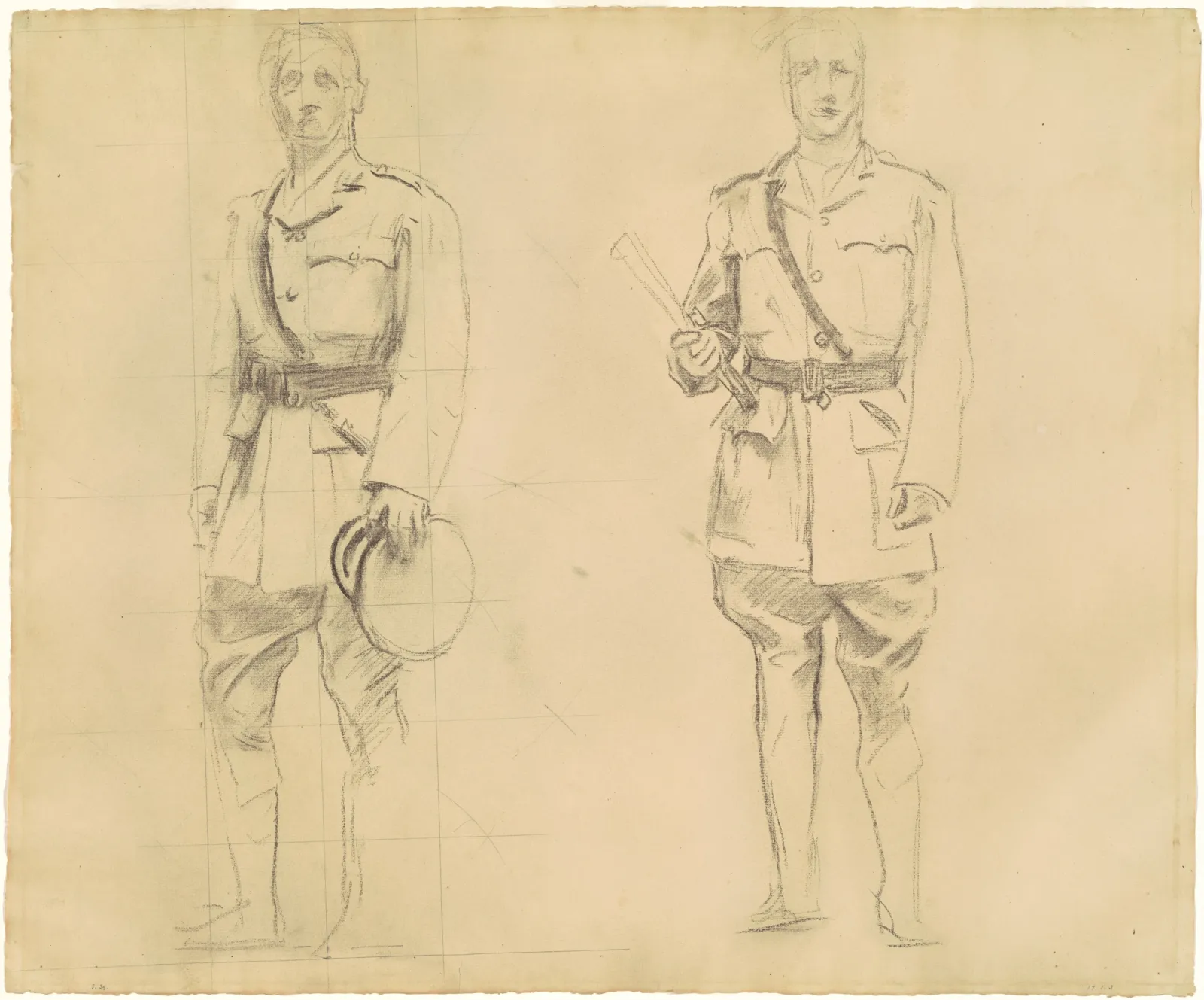 Studies of Generals Plumer and Haig for "General Officers of World War I" [recto], John Singer Sargent