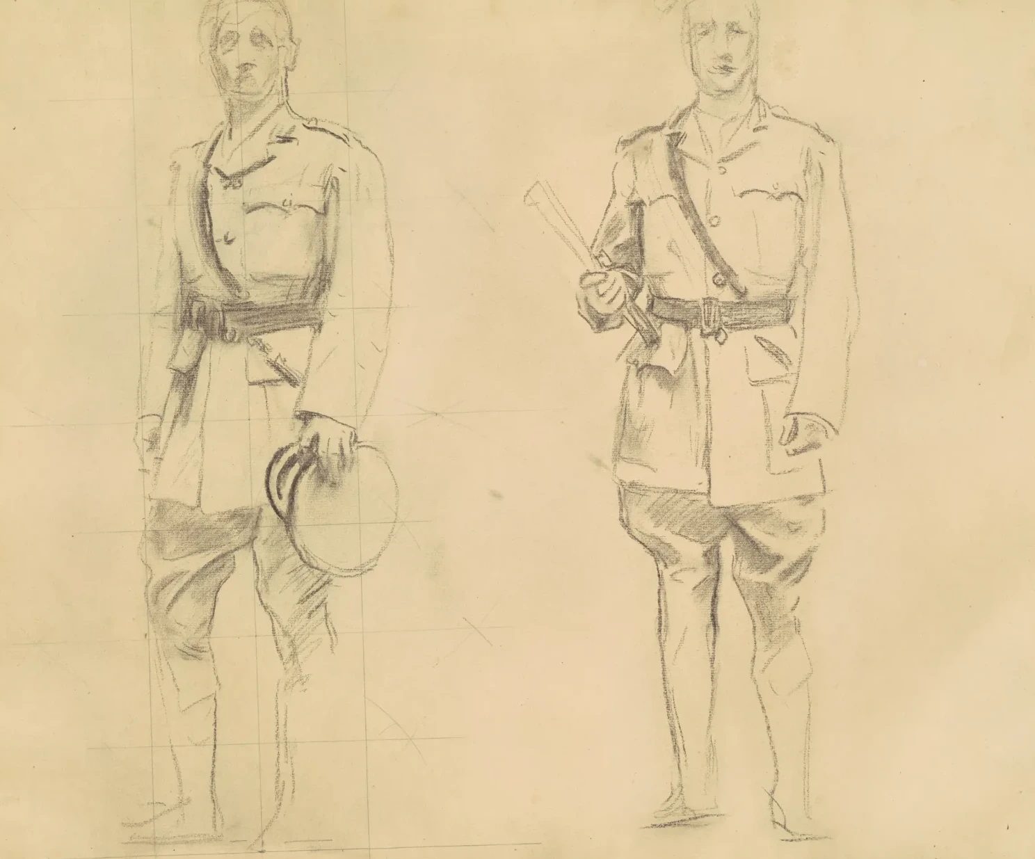 Studies of Generals Plumer and Haig for "General Officers of World War I" [recto], John Singer Sargent