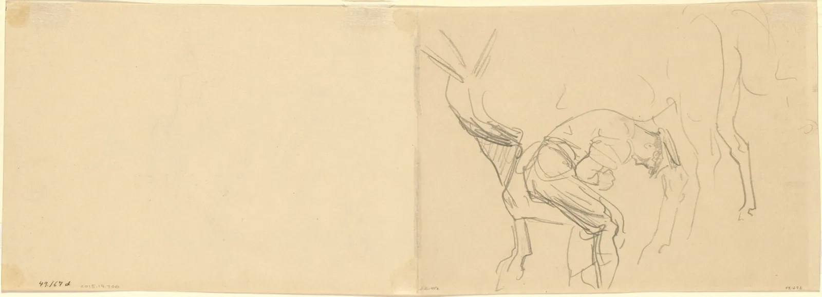 Study for "Shoeing Calvary Horses at the Front" [verso], John Singer Sargent
