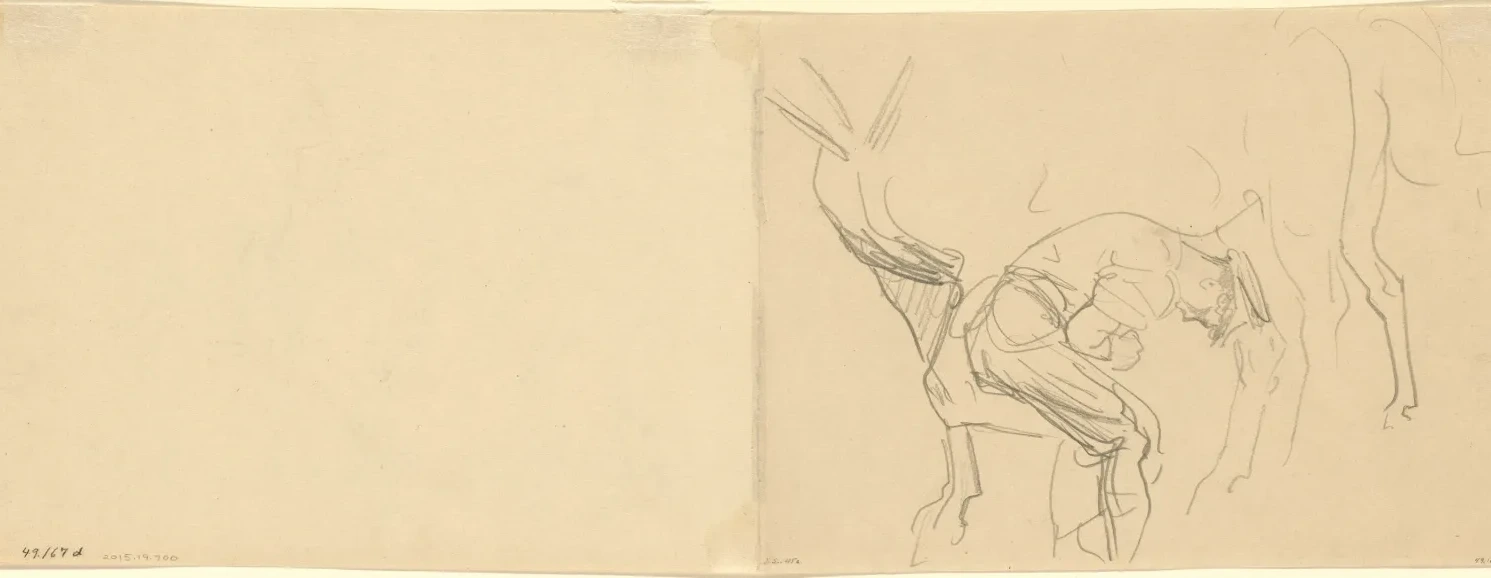 Study for "Shoeing Calvary Horses at the Front" [verso], John Singer Sargent