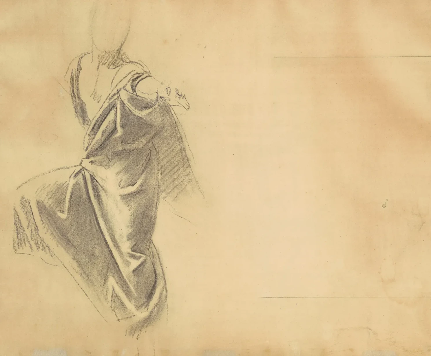 Study of Drapery [verso], John Singer Sargent