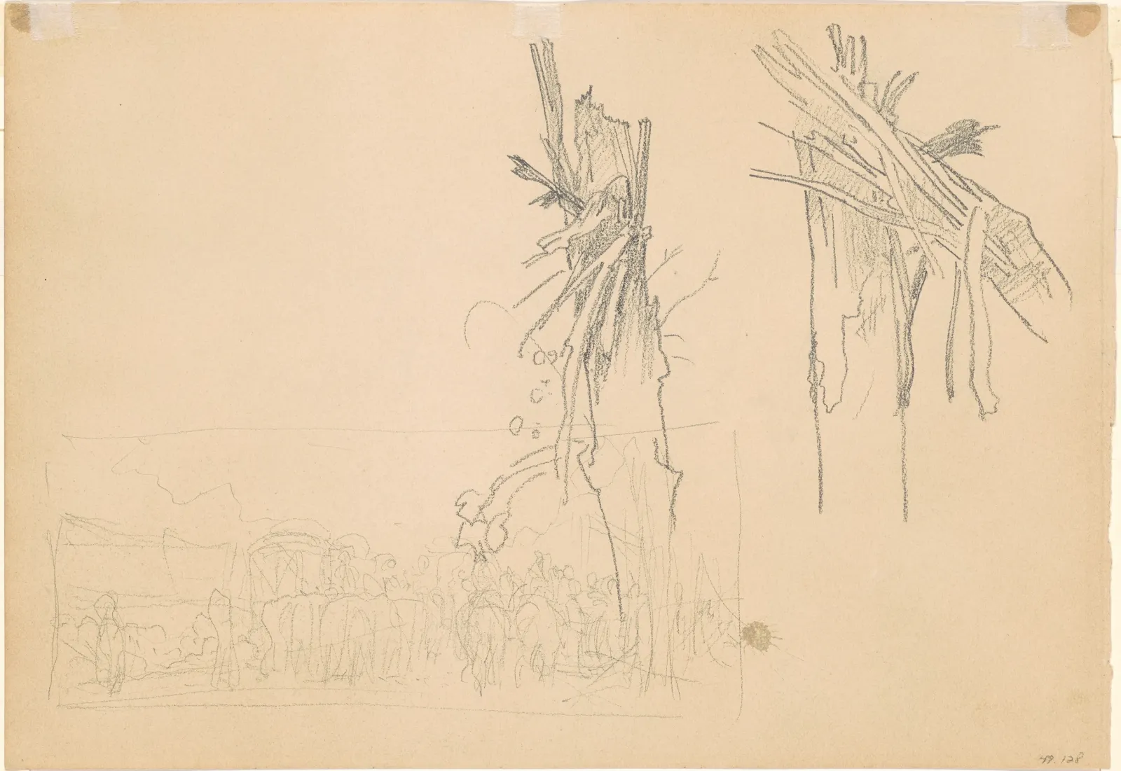 Two Shattered Trees; and Study for "The Road" [verso], John Singer Sargent