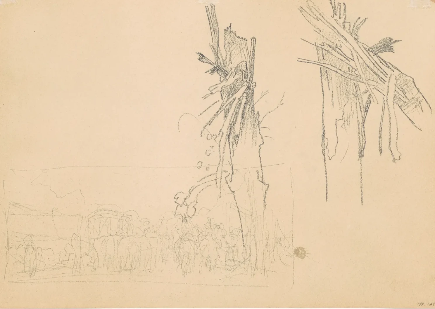 Two Shattered Trees; and Study for "The Road" [verso], John Singer Sargent
