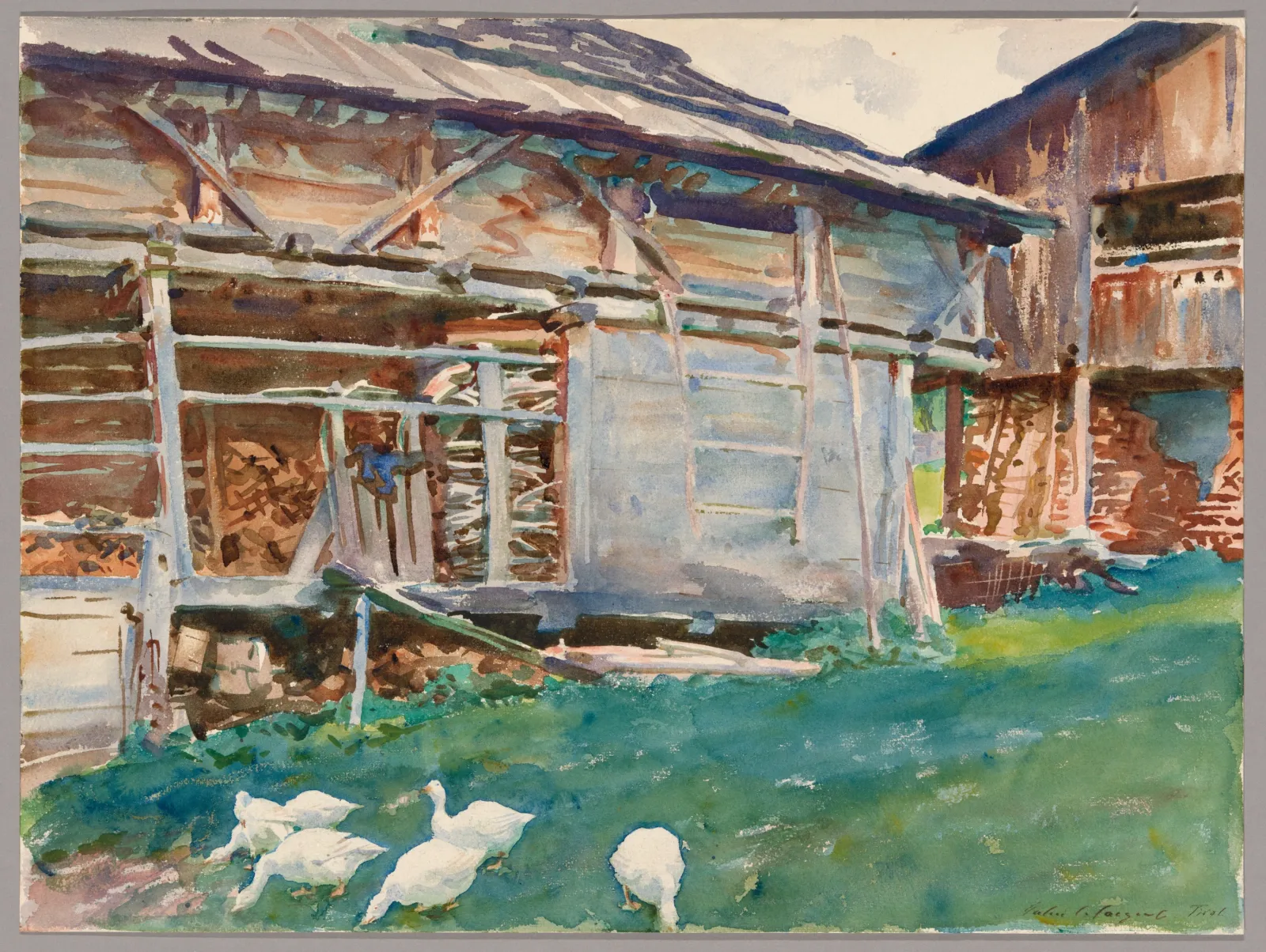 Woodsheds, Tyrol, John Singer Sargent