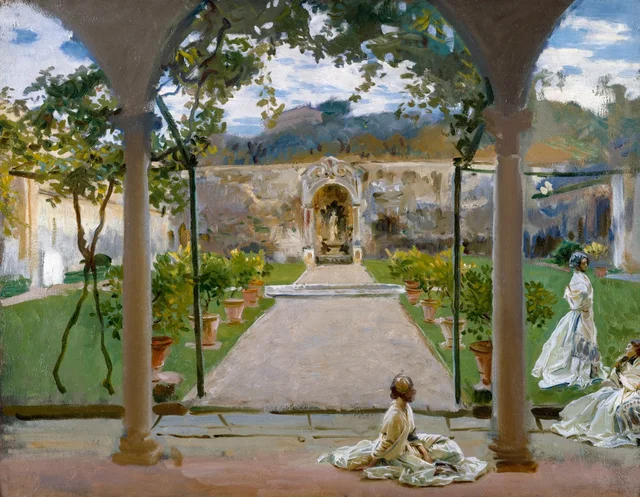 En Torre Galli: damas en un jardín