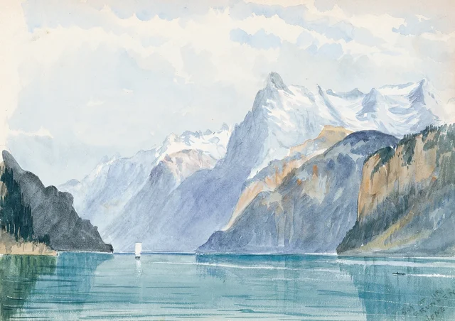 Baie d'Uri, Brunnen (du carnet de croquis Suisse 1870)