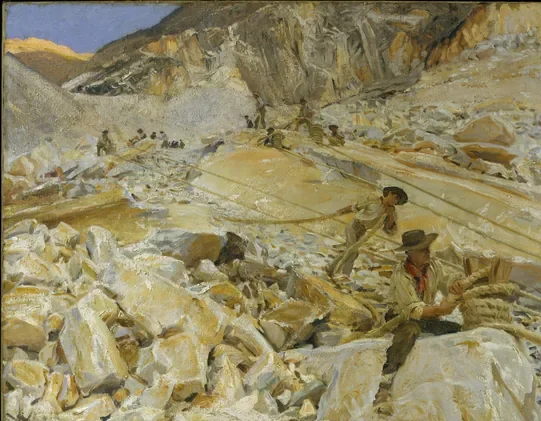 Bringing Down Marble from the Quarries to Carrara