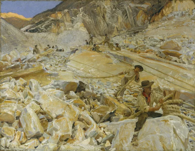 Descenso del mármol de las canteras de Carrara