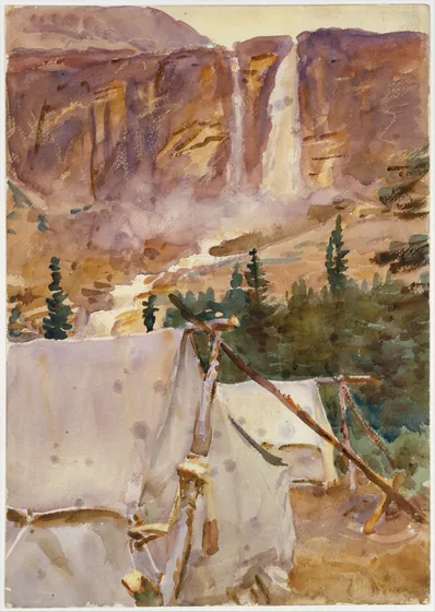 Camp and Waterfall