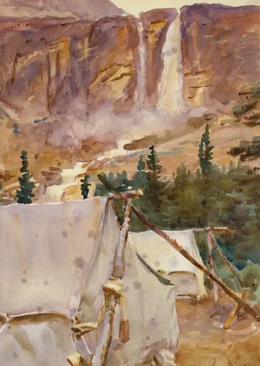 Camp and Waterfall