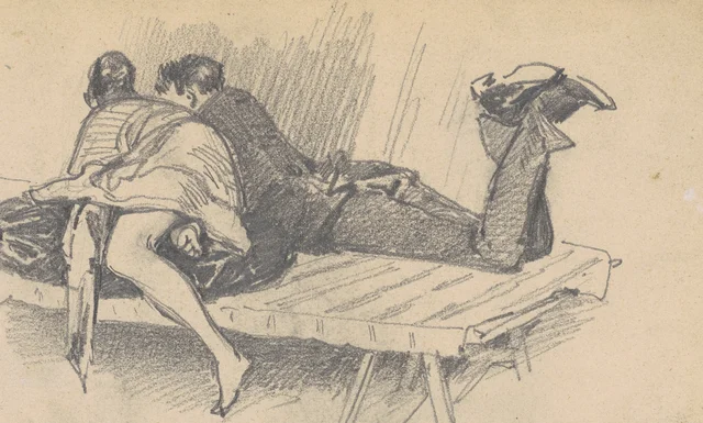 Couple sur un lit de camp