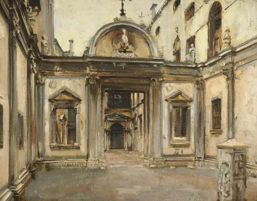 Courtyard of the Scuola Grande di San Giovanni Evangelista, Venice, Italy.