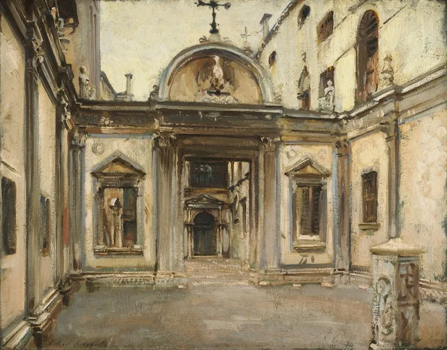 Cour de la Scuola Grande di San Giovanni Evangelista, Venise, Italie, John Singer Sargent