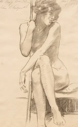 Female Nude Seated on a Low Bench