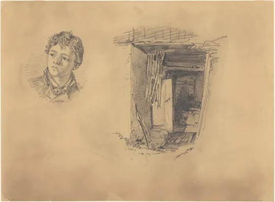 Head of a Boy; and the Entrance to a Shack