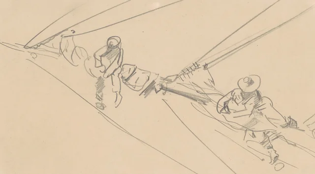 Hommes sur un espar