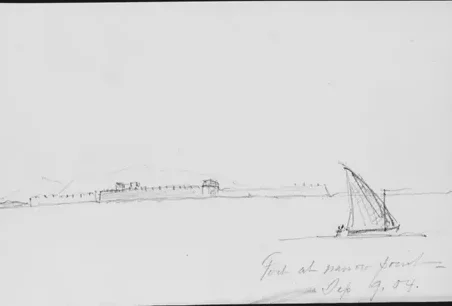 Mountains and Fort along Coast (from Sketchbook)