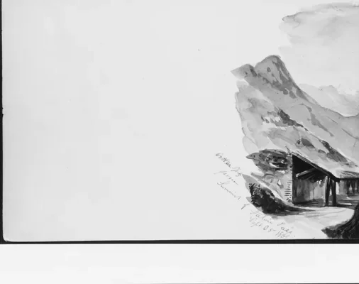 Ortler Spitz from Summit of Stelvio Pass (from Switzerland 1869 Sketchbook)