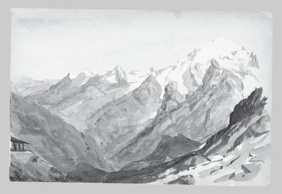 Ortler Spitz from Summit of Stelvio Pass (from Switzerland 1869 Sketchbook)