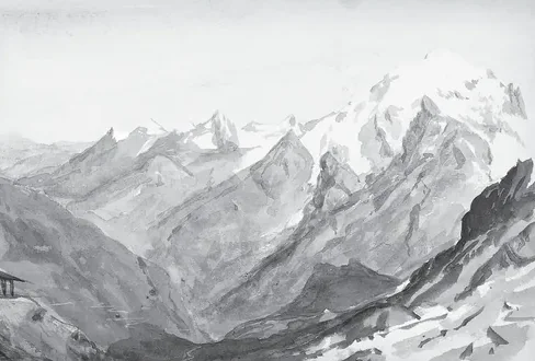 Ortler Spitz from Summit of Stelvio Pass (from Switzerland 1869 Sketchbook)