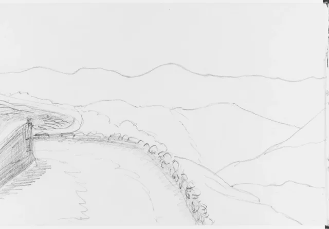ネビ・サムエルの全景の風景（素描帳より）