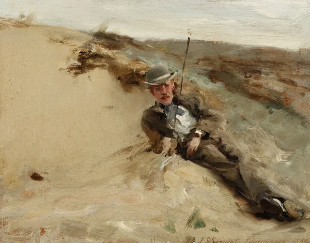 Retrato de Ralph Curtis en la playa de Scheveningen