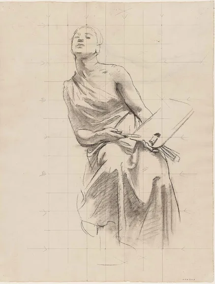 Sketch for Architecture, Painting and Sculpture - Painting (recto)