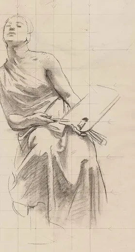 Sketch for Architecture, Painting and Sculpture - Painting (recto)