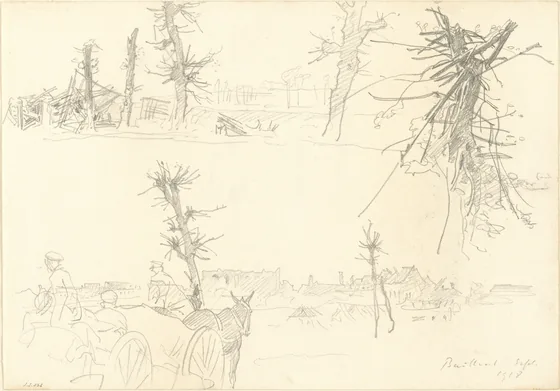 Soldiers in a Devastated Landscape [recto]