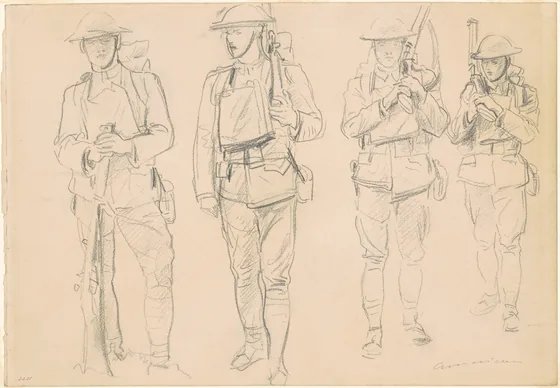Studies for "Entering the War" [recto]