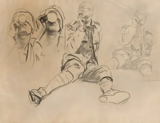 Studies of a Soldier Drinking, for Gassed (recto)